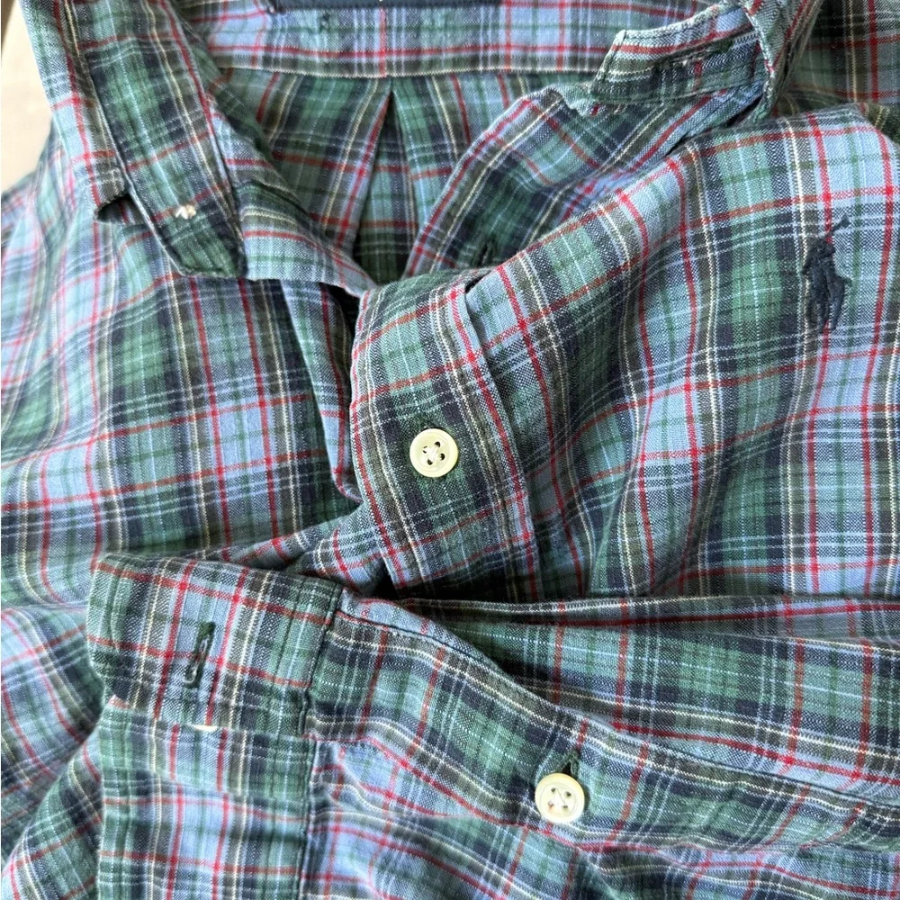 Ralph Lauren Blue and Red Plaid Button Down Shirt